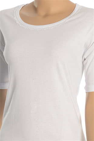 Kadın T-Shirt Ribana Yarım Kollu (%100 Pamuk)